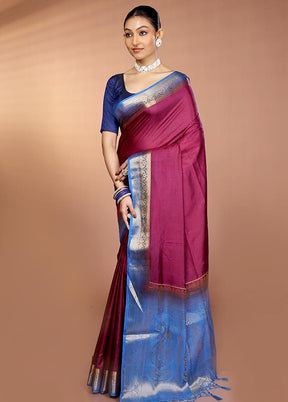 Purple Dupion Silk Saree With Blouse Piece