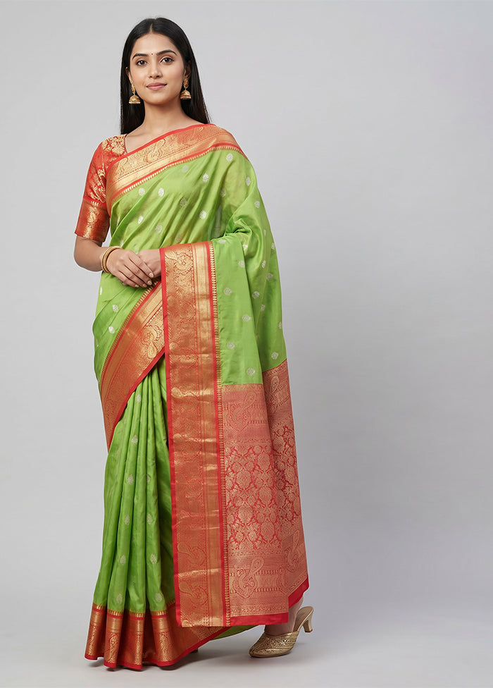 Green Kanjivaram Silk Saree With Blouse Piece