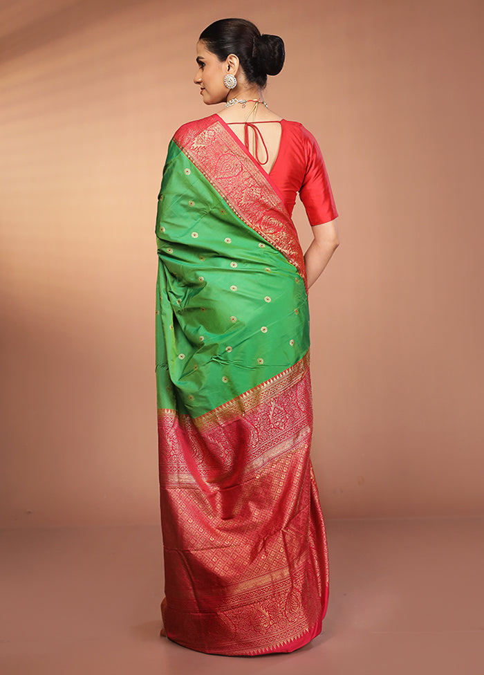 Green Kanjivaram Silk Saree With Blouse Piece
