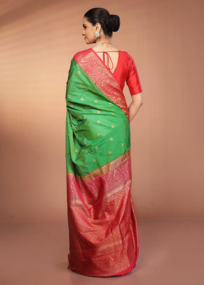 Green Kanjivaram Silk Saree With Blouse Piece
