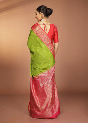 Green Kanjivaram Silk Saree With Blouse Piece