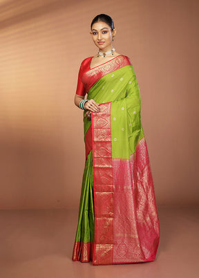 Green Kanjivaram Silk Saree With Blouse Piece