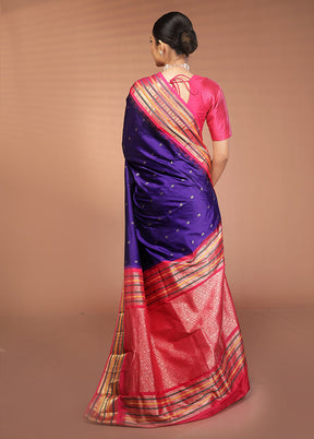 Blue Kanjivaram Silk Saree With Blouse Piece
