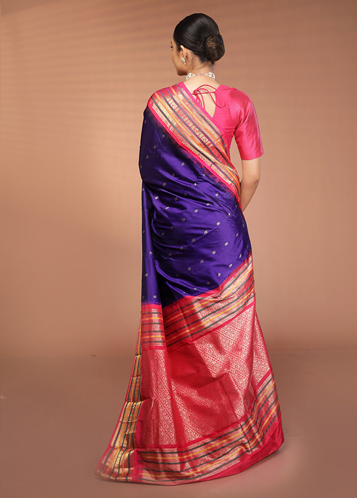 Blue Kanjivaram Silk Saree With Blouse Piece
