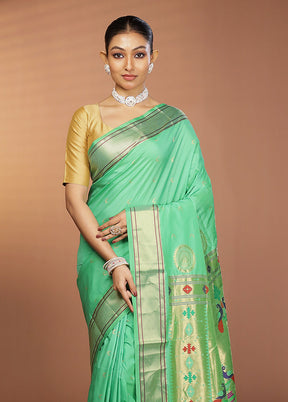 Green Kanjivaram Silk Saree With Blouse Piece