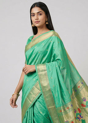 Green Kanjivaram Silk Saree With Blouse Piece