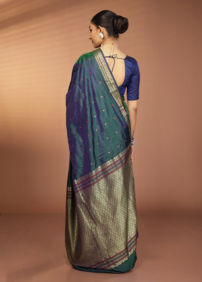 Blue Kanjivaram Silk Saree With Blouse Piece