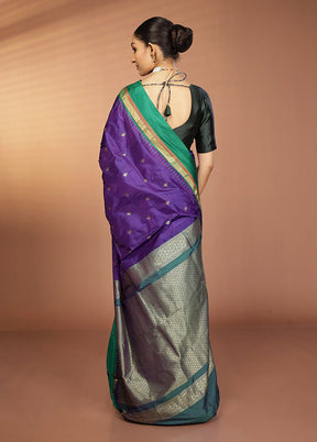 Purple Kanjivaram Silk Saree With Blouse Piece