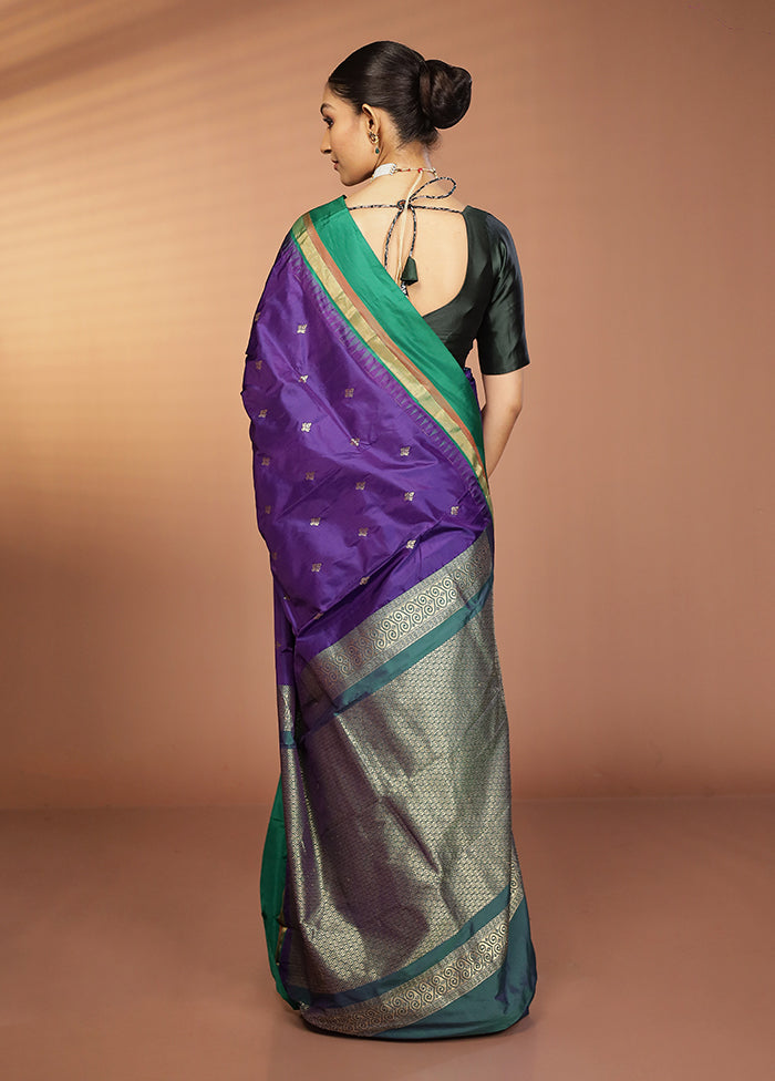 Purple Kanjivaram Silk Saree With Blouse Piece