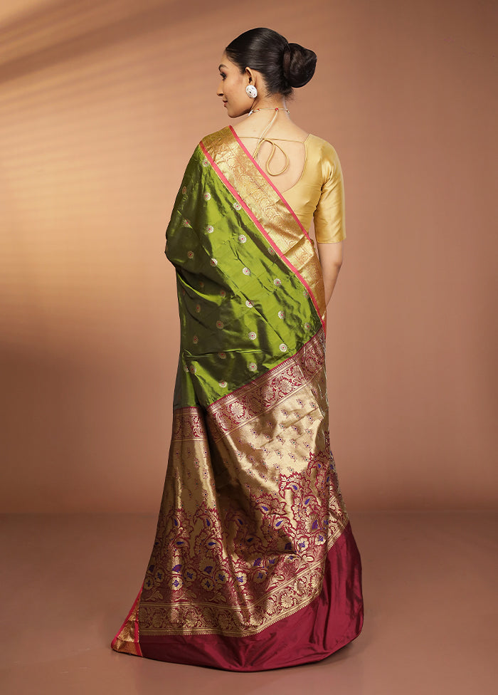 Green Kanjivaram Silk Saree With Blouse Piece