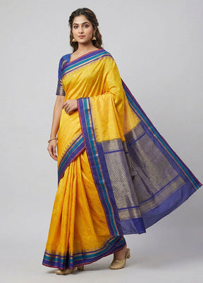 Yellow Kanjivaram Silk Saree With Blouse Piece