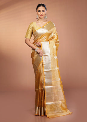 Orange Tissue Silk Saree With Blouse Piece