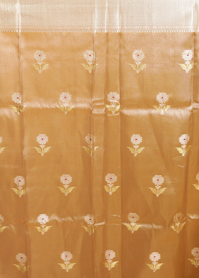 Orange Tissue Silk Saree With Blouse Piece