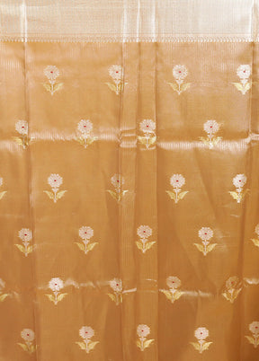 Orange Tissue Silk Saree With Blouse Piece