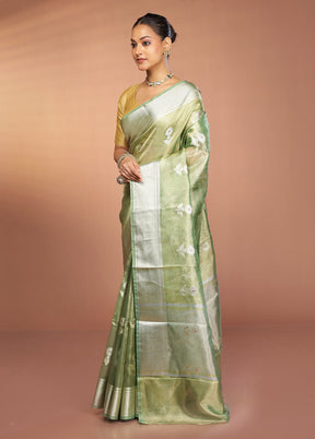 Green Tissue Silk Saree With Blouse Piece