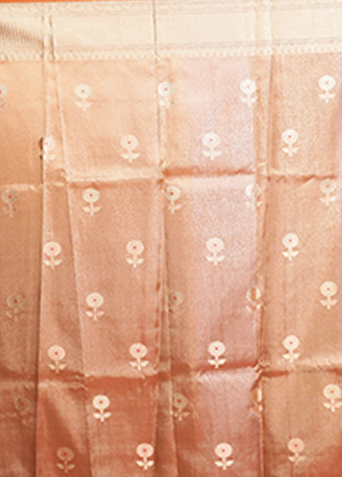 Orange Tissue Silk Saree With Blouse Piece