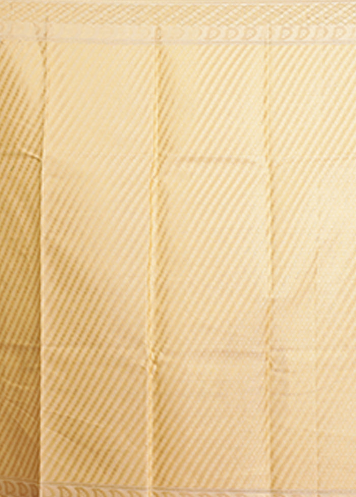 Yellow Kora Silk Saree With Blouse Piece