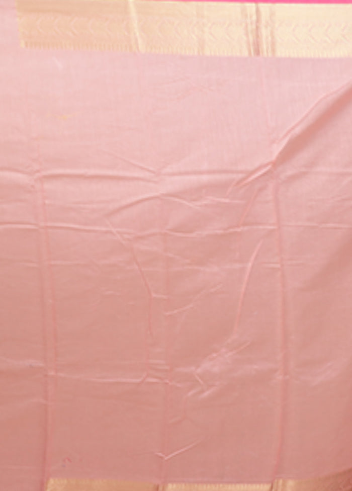 Pink Kora Silk Saree With Blouse Piece