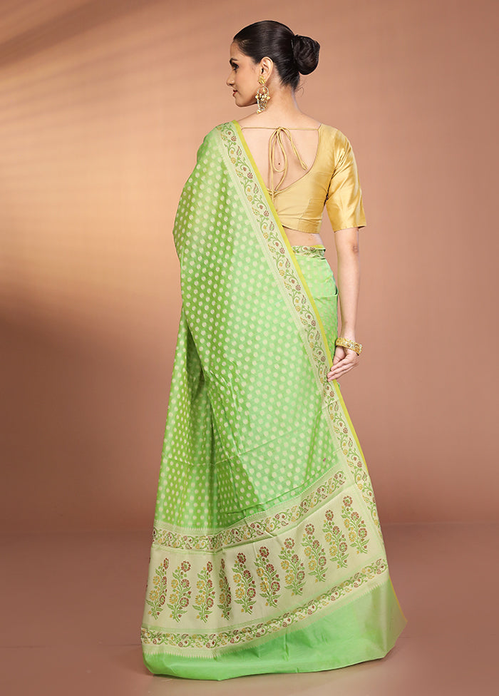 Green Kora Silk Saree With Blouse Piece