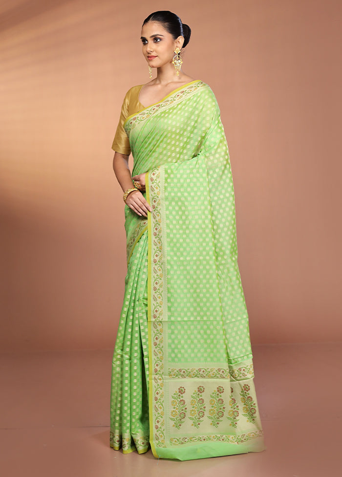 Green Kora Silk Saree With Blouse Piece