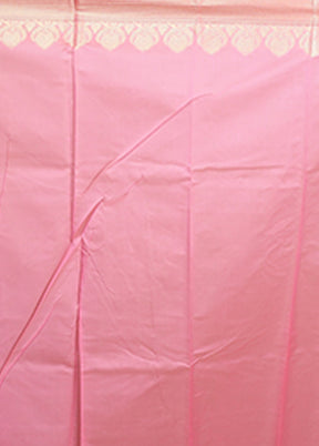 Pink Kora Silk Saree With Blouse Piece