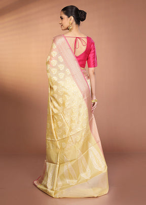 Cream Kora Silk Saree With Blouse Piece