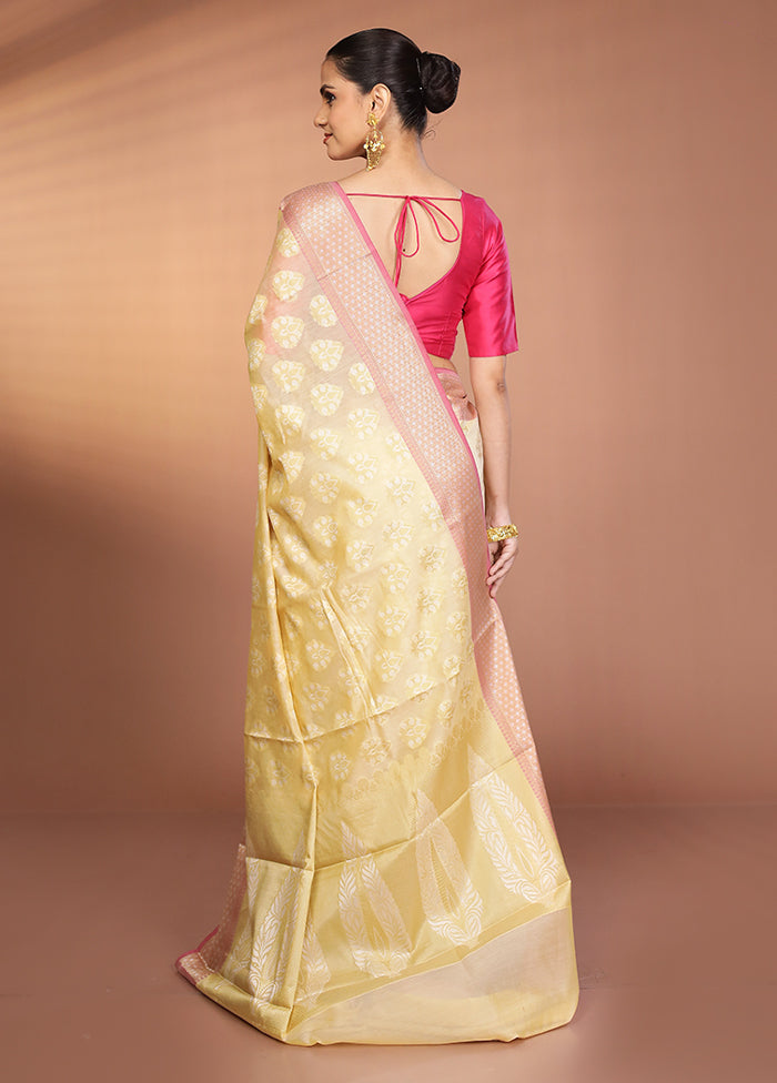 Cream Kora Silk Saree With Blouse Piece