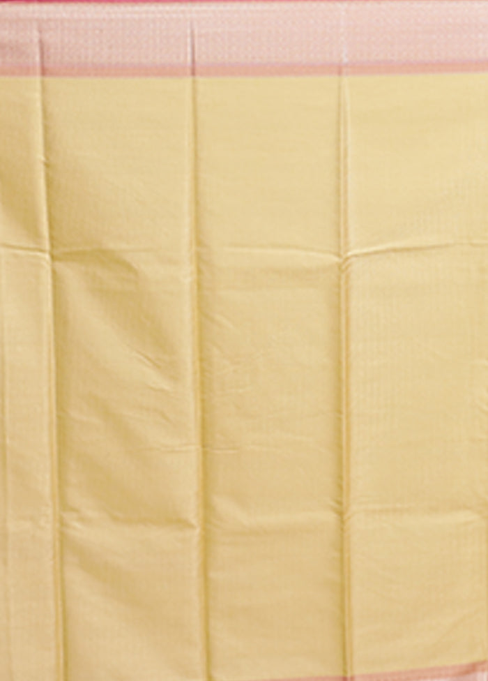 Cream Kora Silk Saree With Blouse Piece