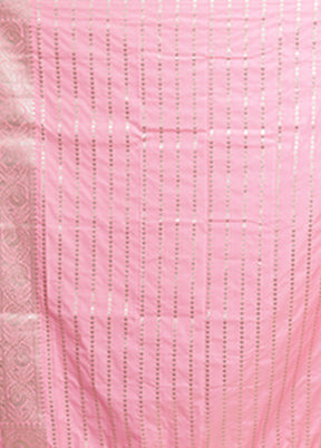 Pink Katan Silk Saree With Blouse Piece