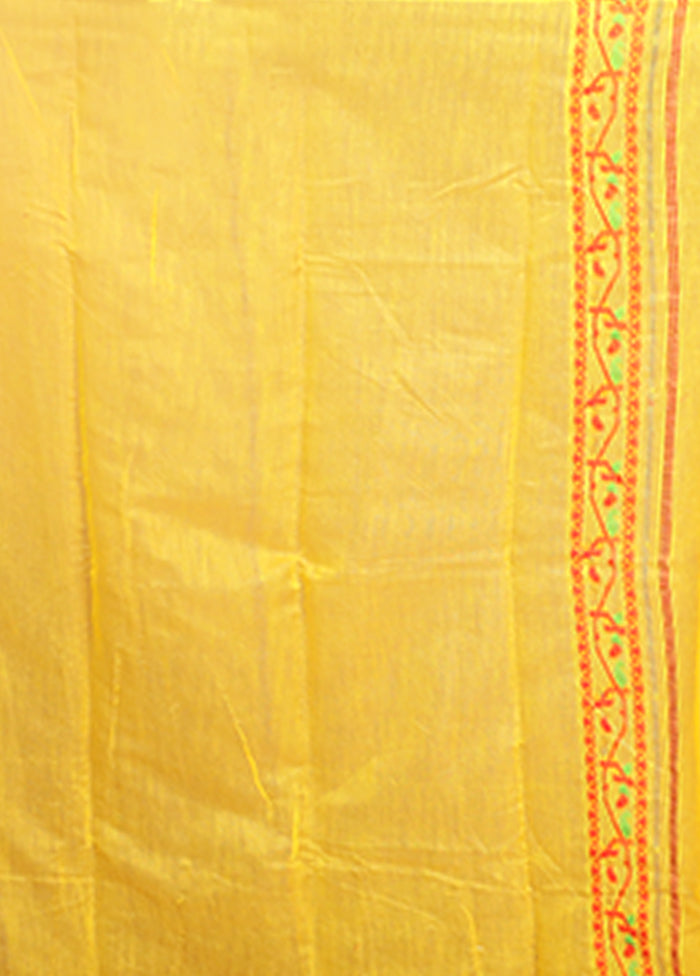 Yellow Tant Jamdani Saree Without Blouse Piece