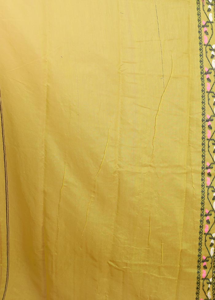 Green Tant Jamdani Saree Without Blouse Piece