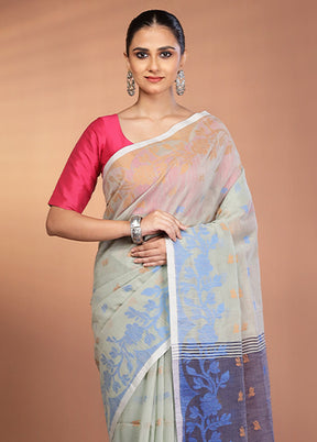 Cream Matka Silk Saree With Blouse Piece