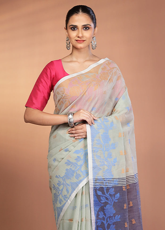 Cream Matka Silk Saree With Blouse Piece