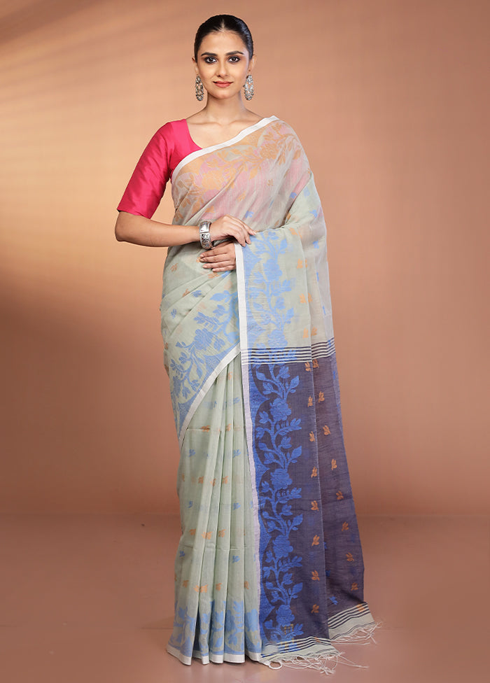 Cream Matka Silk Saree With Blouse Piece