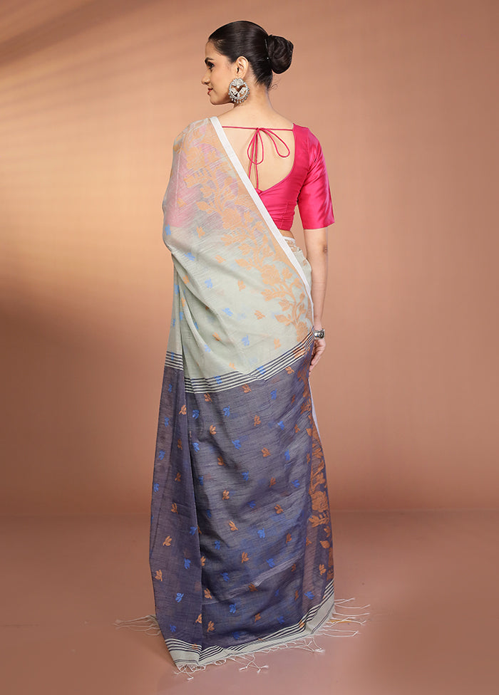 Cream Matka Silk Saree With Blouse Piece