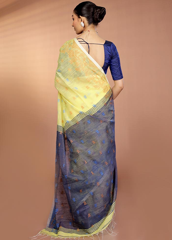 Yellow Matka Silk Saree With Blouse Piece