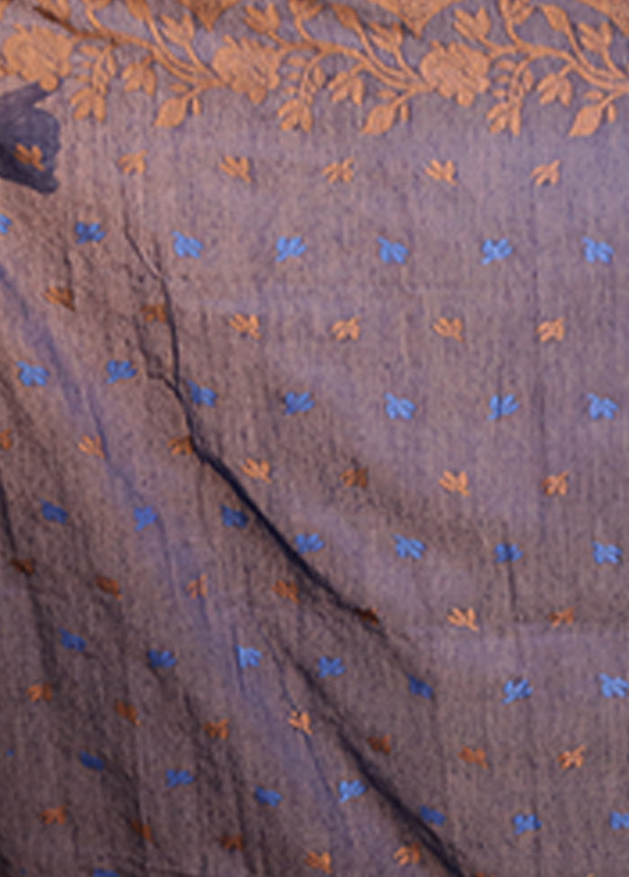 Blue Matka Silk Saree With Blouse Piece