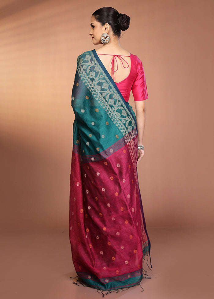 Green Matka Silk Saree With Blouse Piece