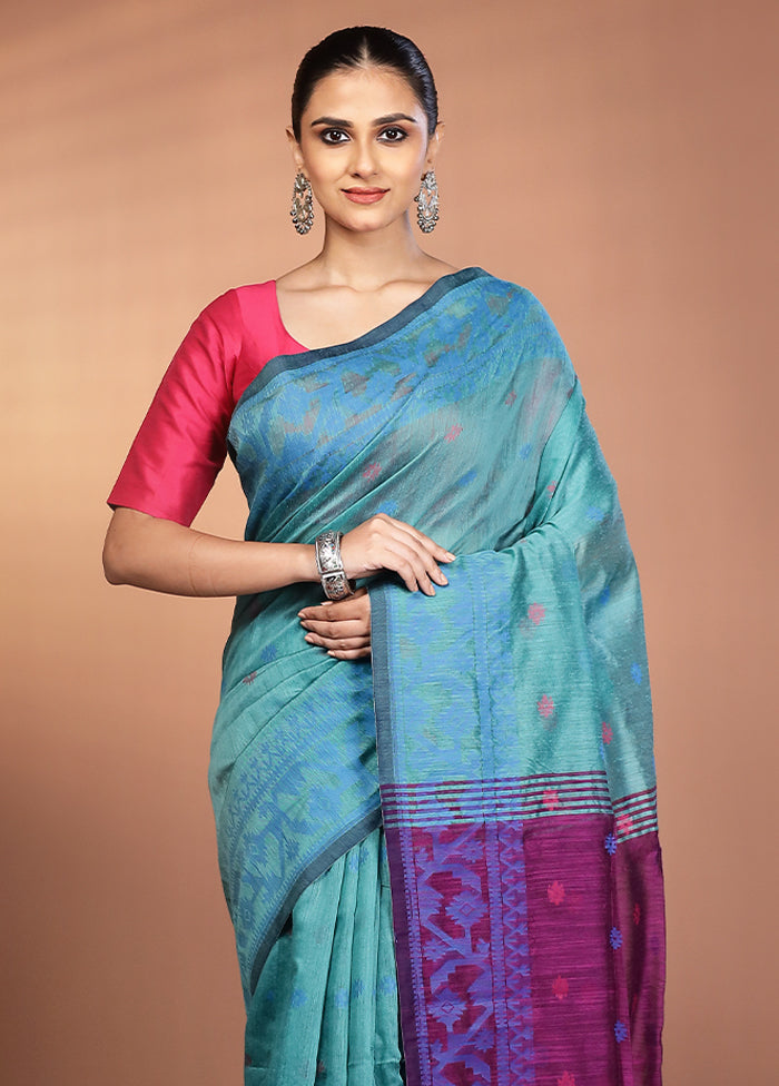 Green Matka Silk Saree With Blouse Piece