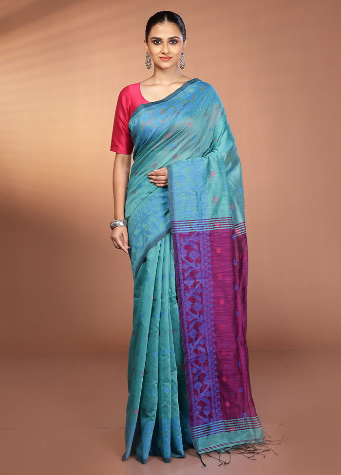 Green Matka Silk Saree With Blouse Piece