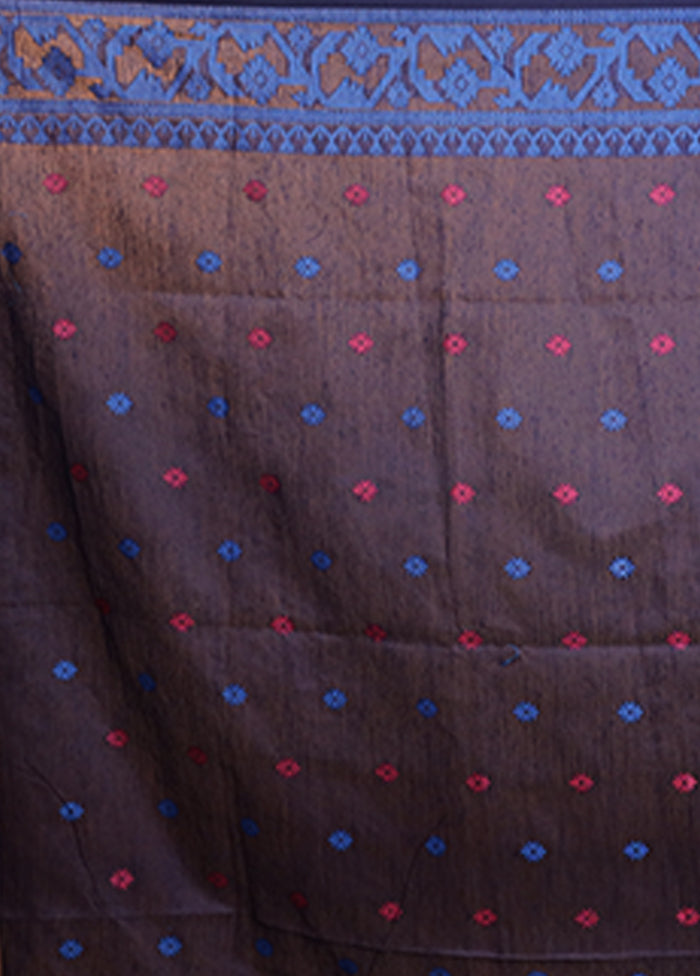 Blue Matka Silk Saree With Blouse Piece