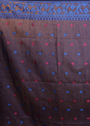 Blue Matka Silk Saree With Blouse Piece