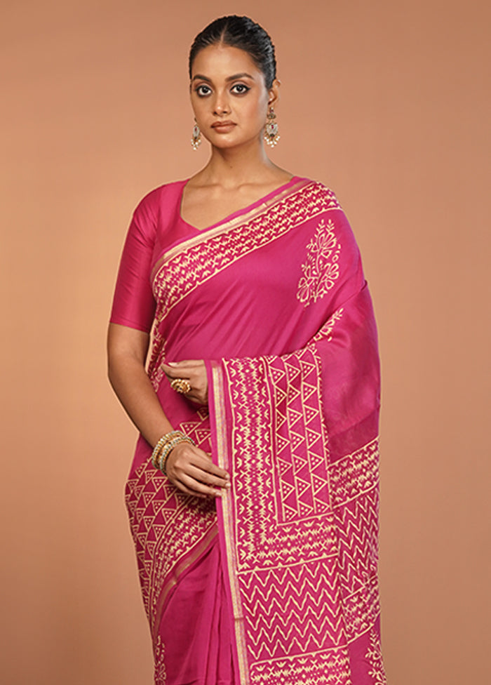 Purple Chanderi Silk Saree With Blouse Piece