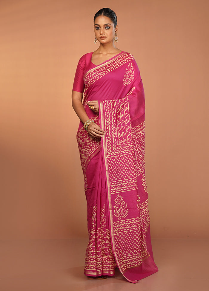 Purple Chanderi Silk Saree With Blouse Piece