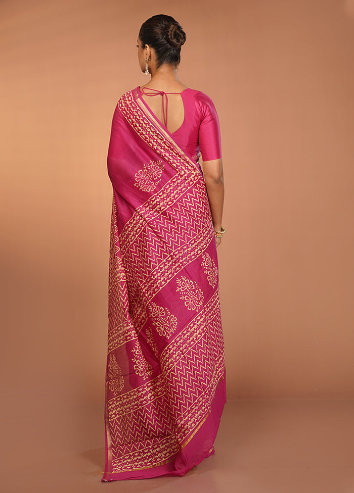 Purple Chanderi Silk Saree With Blouse Piece