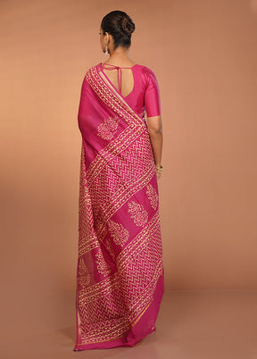 Purple Chanderi Silk Saree With Blouse Piece