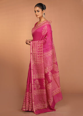 Purple Chanderi Silk Saree With Blouse Piece