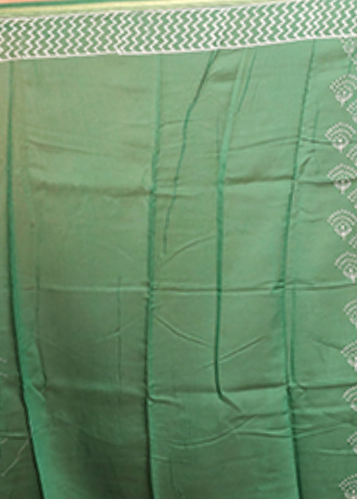 Green Chanderi Silk Saree With Blouse Piece