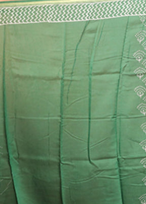 Green Chanderi Silk Saree With Blouse Piece