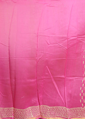 Pink Chanderi Silk Saree With Blouse Piece